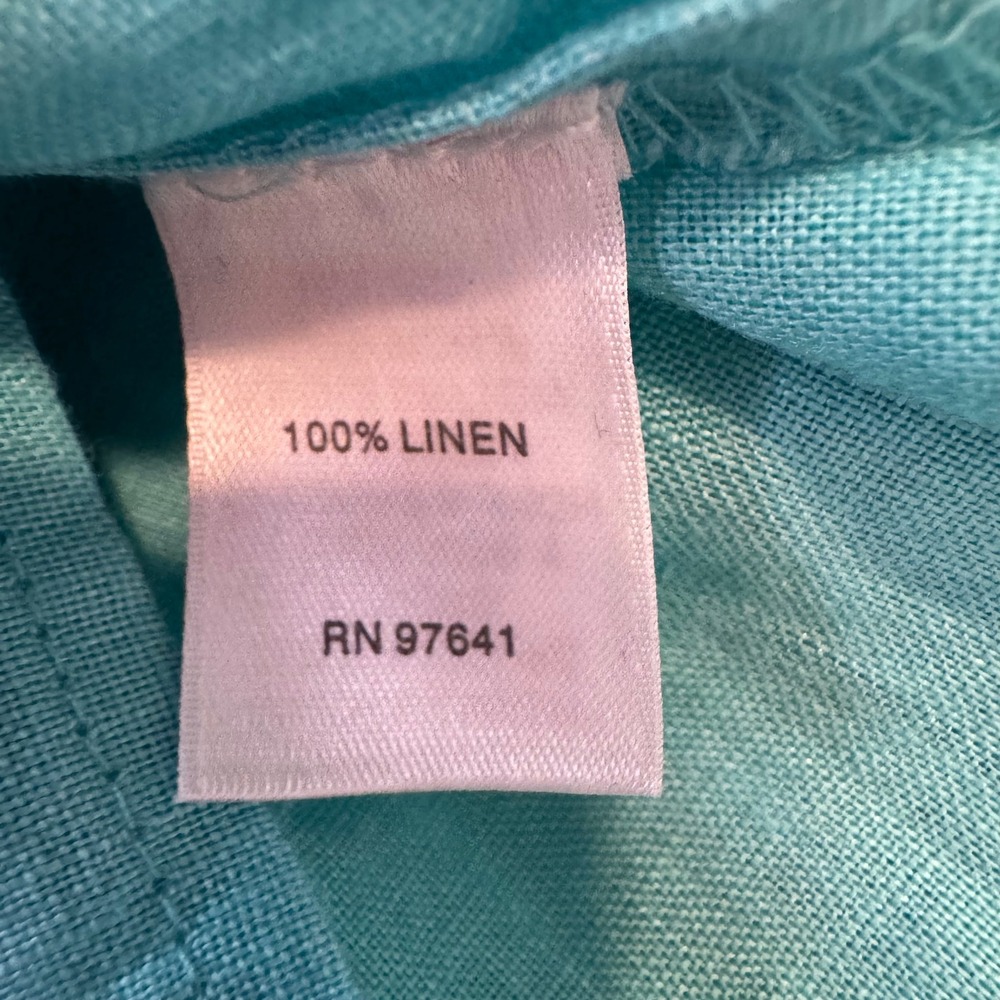 J. Jill Tunic Women L Aqua Blue Love Linen Sleeveless Button-Front Blouse - Picture 8 of 9